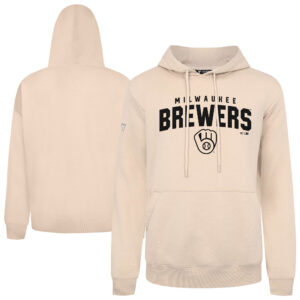 Men's Levelwear Khaki Milwaukee Brewers Podium Team Arch Pullover Hoodie