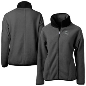 Women's Cutter & Buck Charcoal Las Vegas Raiders Helmet Cascade Eco Sherpa Fleece Full-Zip Jacket