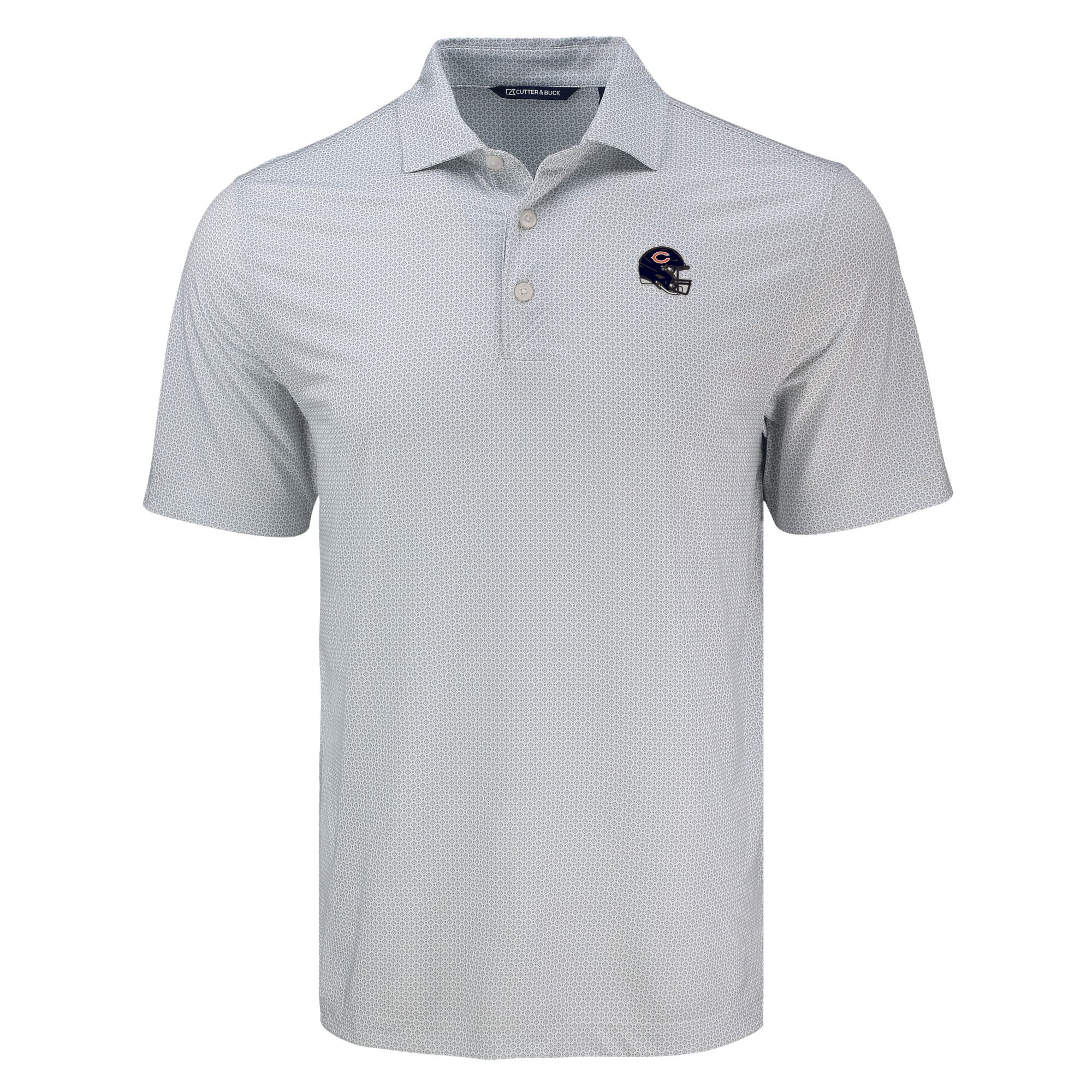 Men's Cutter & Buck Gray Chicago Bears Pike Eco Diamond Dot Print Polo - Image 6