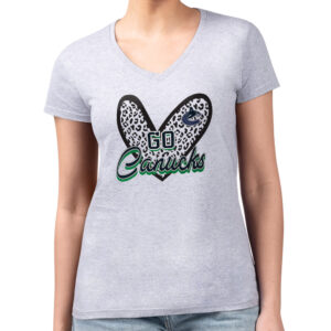 Women's G-III 4Her by Carl Banks Heather Gray Vancouver Canucks Animal Print Heart Fitted V-Neck T-Shirt