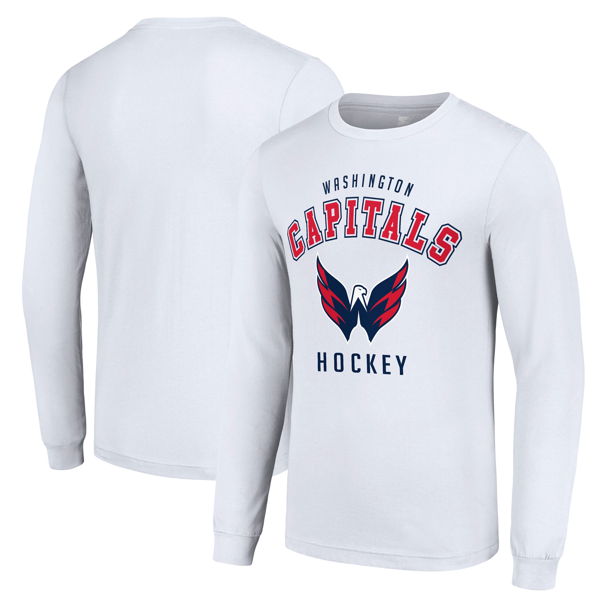 Men's Starter White Washington Capitals Logo Long Sleeve T-Shirt