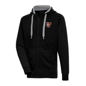 Men's Antigua Black Bowling Green St. Falcons Big & Tall Victory Full-Zip Hoodie Jacket