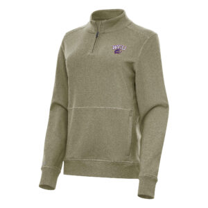 Women's Antigua Heather Olive Western Carolina Catamounts Crush Quarter-Zip Fleece Sweatshirt