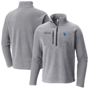 Men's Columbia  Gray Los Angeles Dodgers Fast Trek III Half-Zip Fleece Pullover