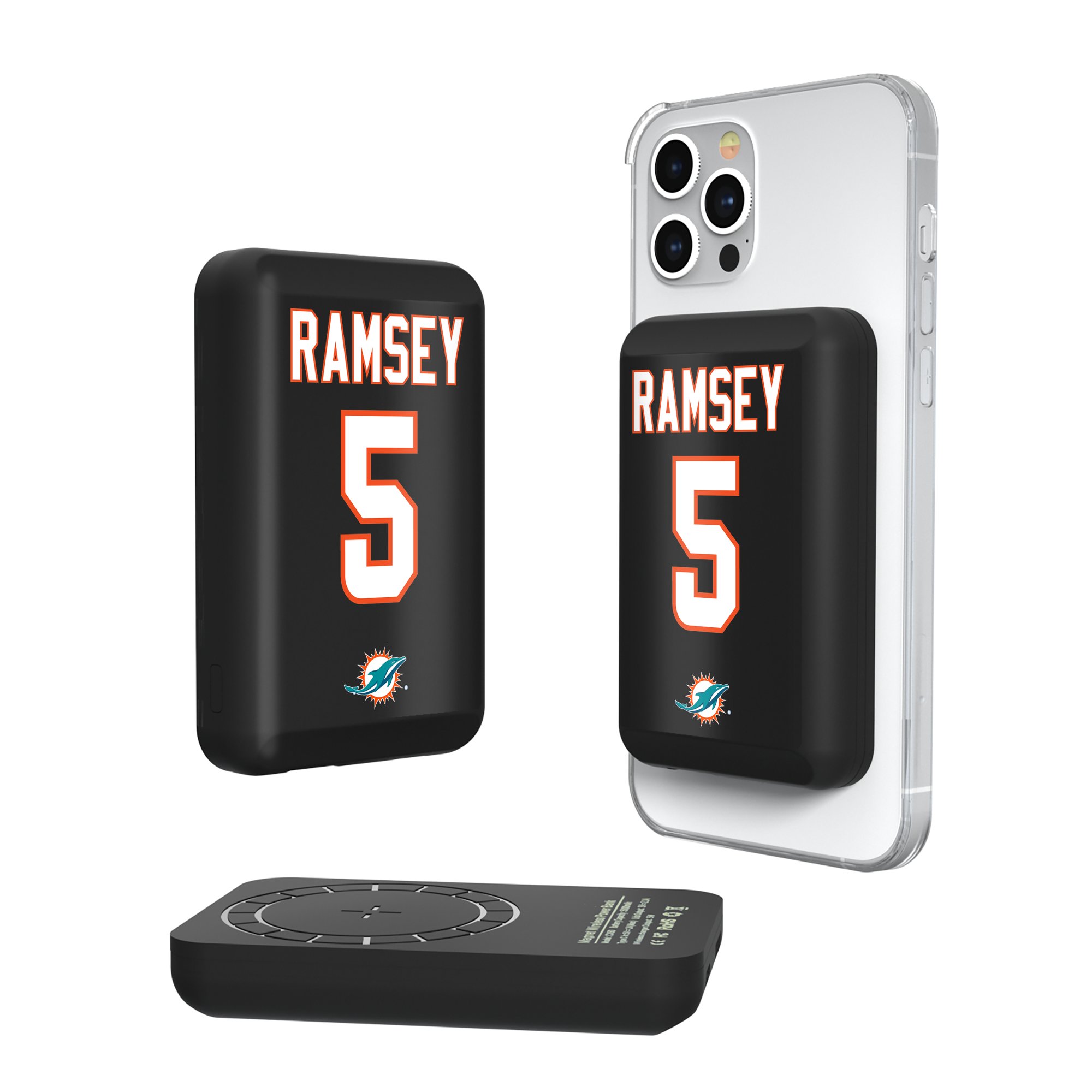 Keyscaper Jalen Ramsey Miami Dolphins 5000mAh Wireless Magnetic Power Bank