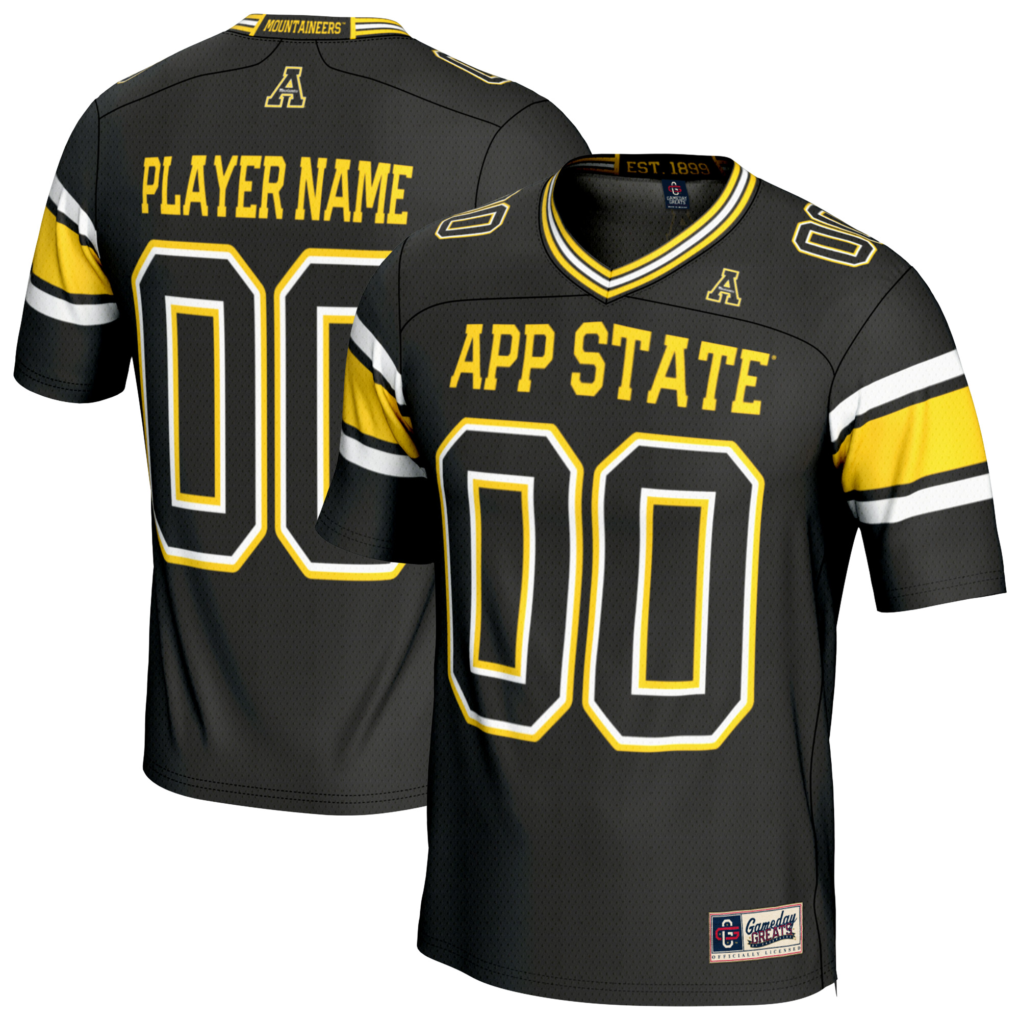 Youth GameDay Greats Black Appalachian State Mountaineers Personalized Football Fashion Jersey