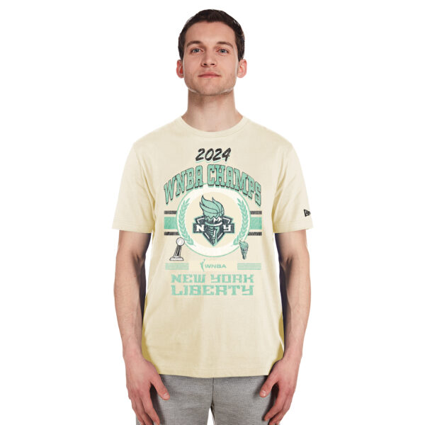 Men's New Era Cream New York Liberty 2024 WNBA Finals Champions Chrome T-Shirt