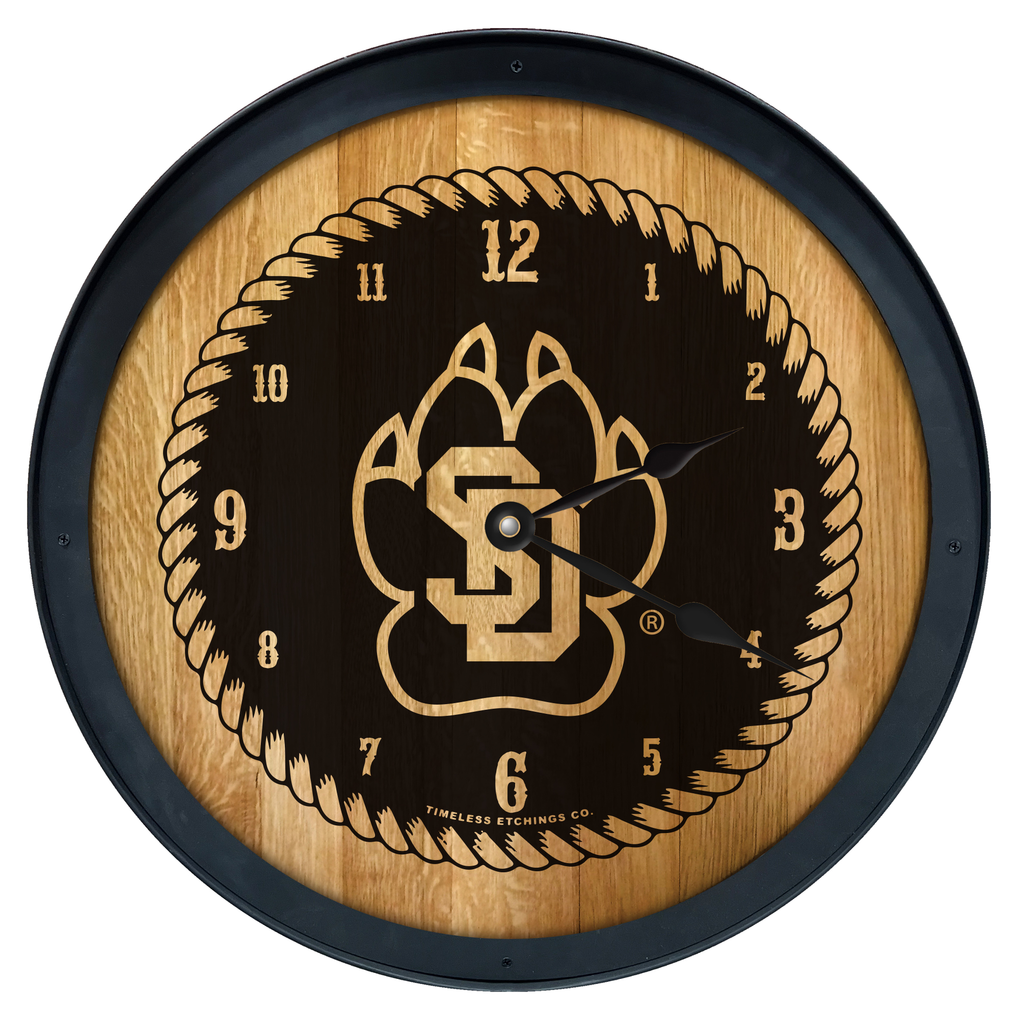 Brown South Dakota Coyotes 2' Barrelhead Clock