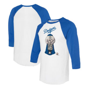 Women's Tiny Turnip  White/Royal Los Angeles Dodgers Gumball Machine 3/4-Sleeve Raglan T-Shirt