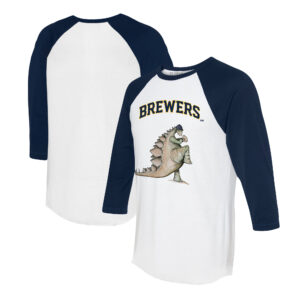 Unisex Tiny Turnip White/Navy Milwaukee Brewers Stega 3/4-Sleeve Raglan T-Shirt