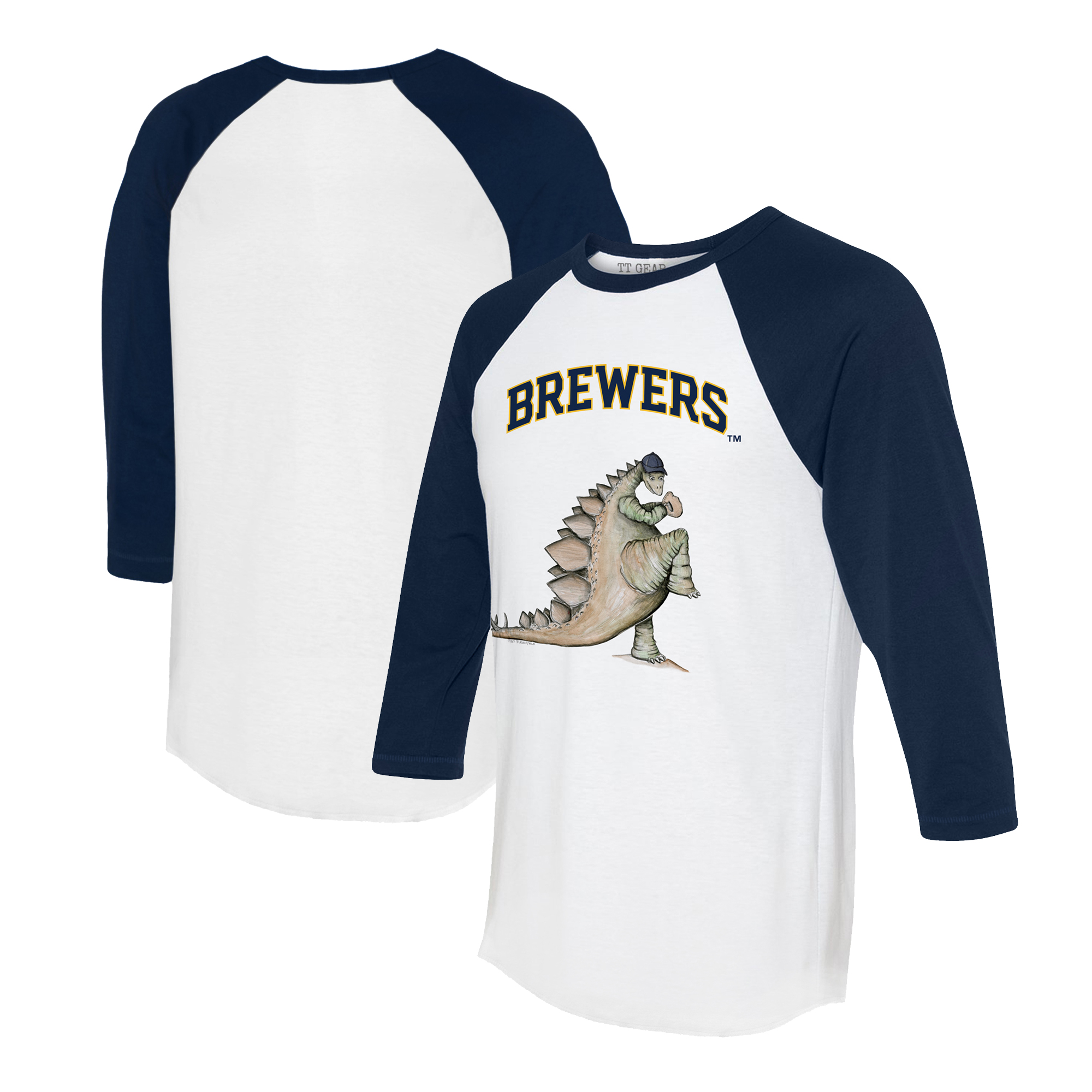 Unisex Tiny Turnip White/Navy Milwaukee Brewers Stega 3/4-Sleeve Raglan T-Shirt