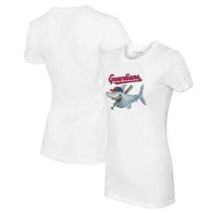 Women's Tiny Turnip White Cleveland Guardians Shark T-Shirt