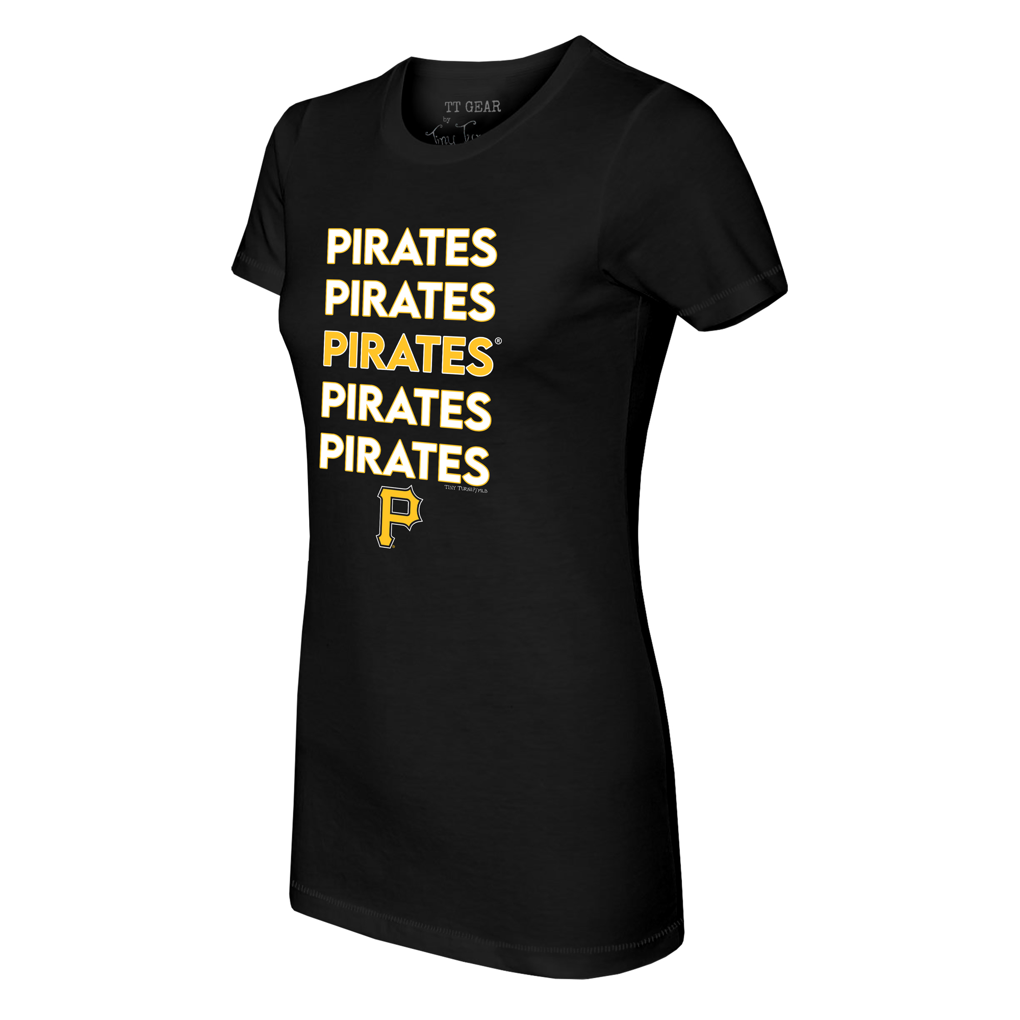 Women's Tiny Turnip Black Pittsburgh Pirates Stacked T-Shirt - Image 6