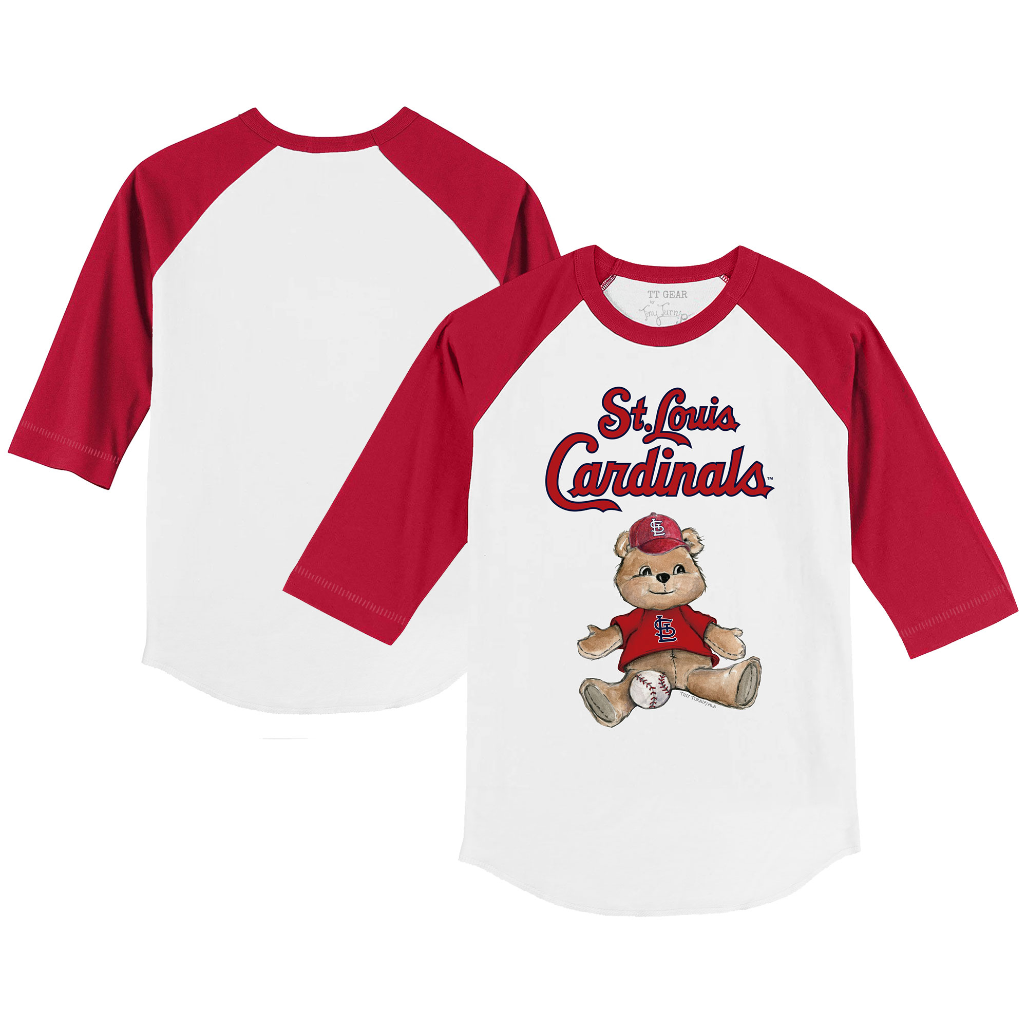 Infant Tiny Turnip White/Red St. Louis Cardinals Teddy Boy Raglan 3/4 Sleeve T-Shirt