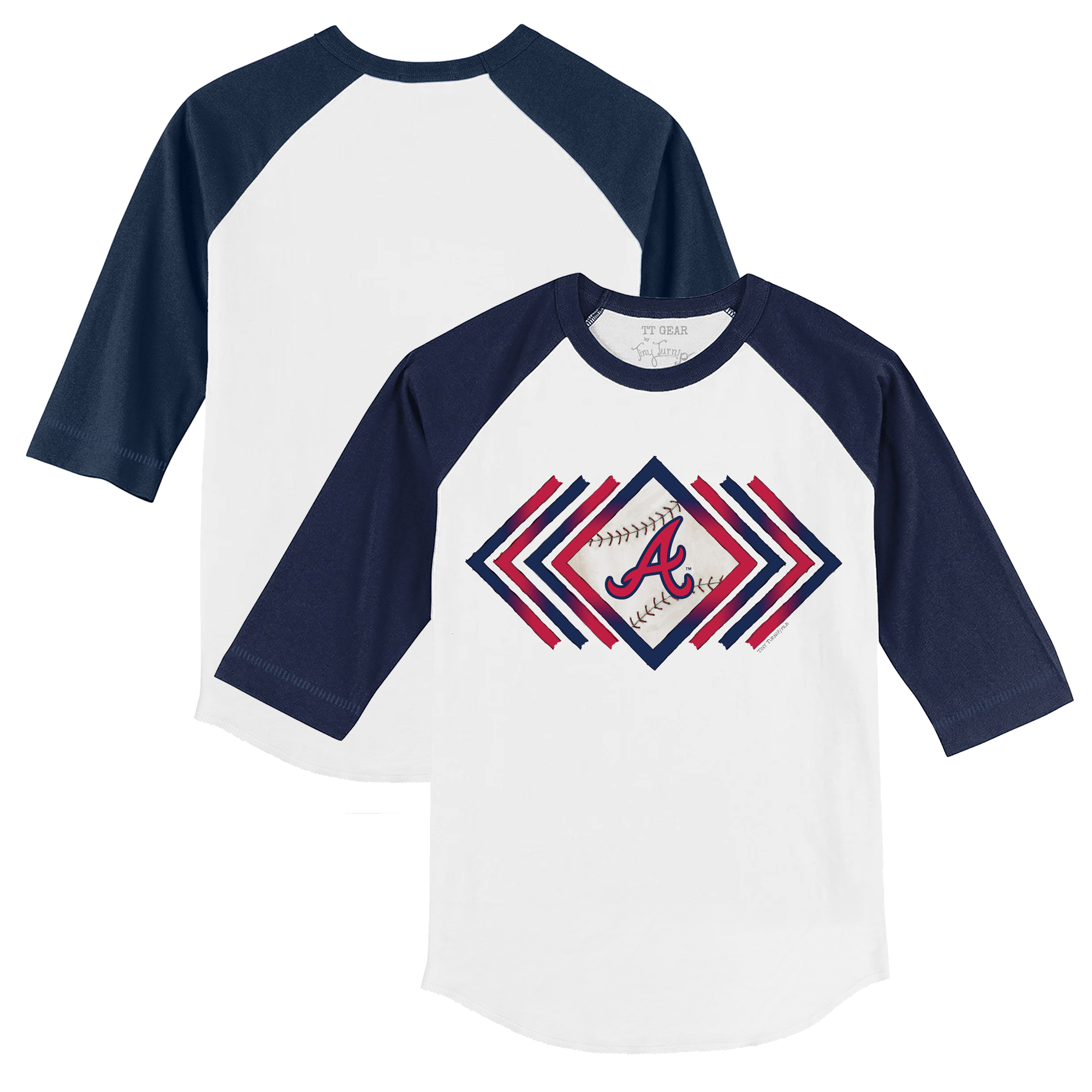 Toddler Tiny Turnip White/Navy Atlanta Braves Prism Arrows 3/4-Sleeve Raglan T-Shirt - Image 5