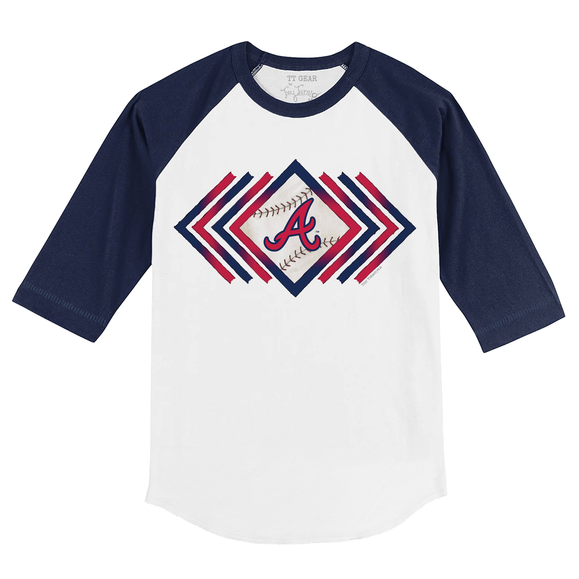 Toddler Tiny Turnip White/Navy Atlanta Braves Prism Arrows 3/4-Sleeve Raglan T-Shirt - Image 3