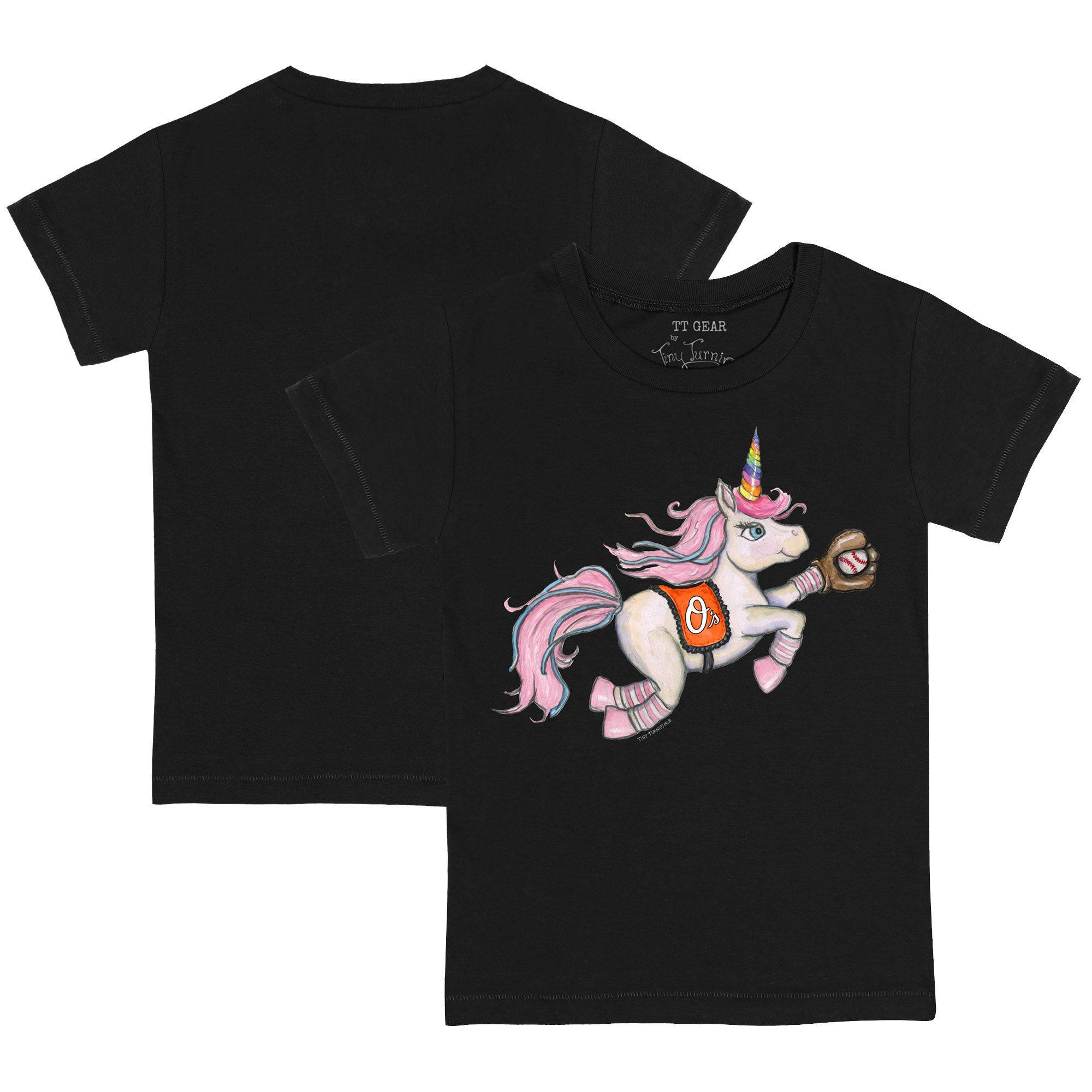 Youth Tiny Turnip Black Baltimore Orioles Unicorn T-Shirt - Image 2