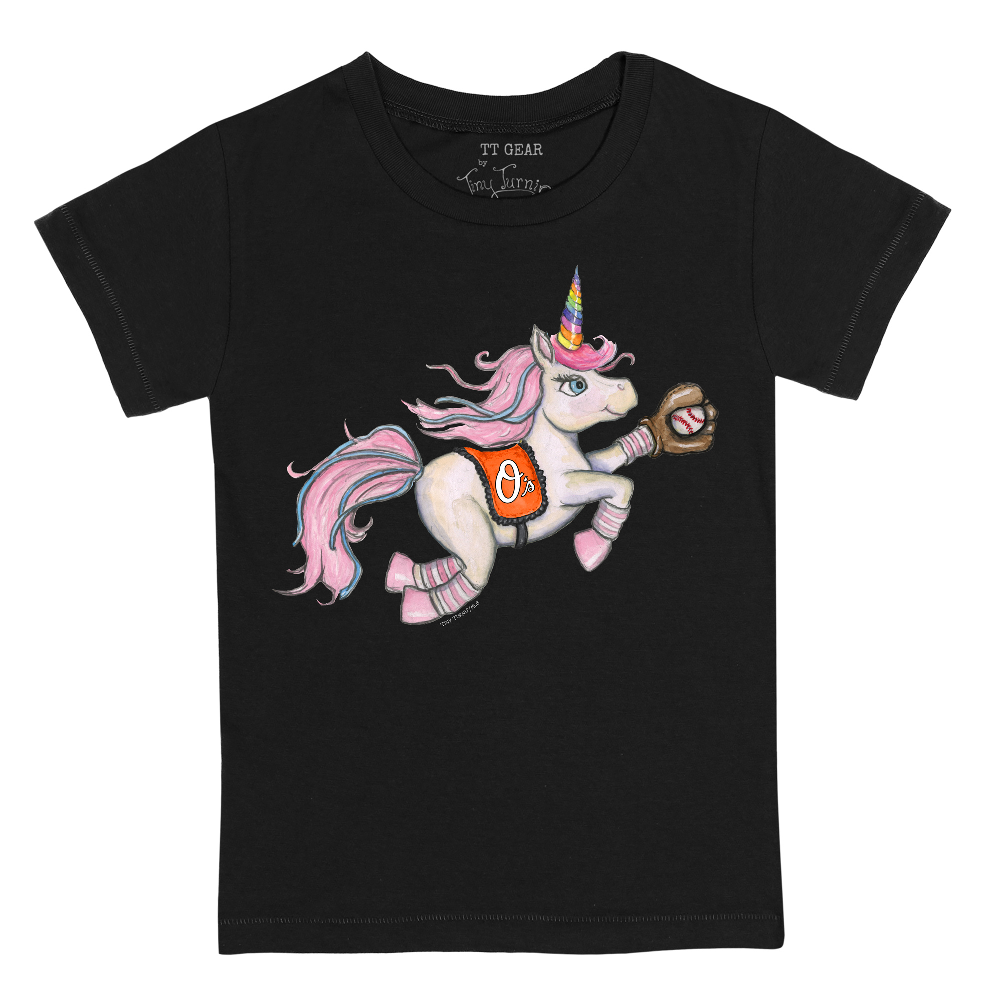 Youth Tiny Turnip Black Baltimore Orioles Unicorn T-Shirt - Image 3