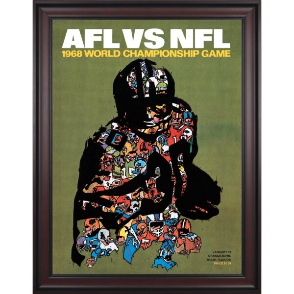 1968 Packers vs Raiders Framed 36" x 48" Canvas Super Bowl II Program