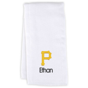 Infant White Pittsburgh Pirates Personalized Burp Cloth