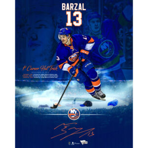 Mathew Barzal New York Islanders Autographed 16" x 20" First NHL Hat Trick Highlight Photograph