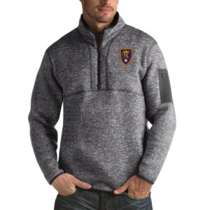 Men's Antigua Heather Black Real Salt Lake Fortune Big & Tall Quarter-Zip Pullover Jacket