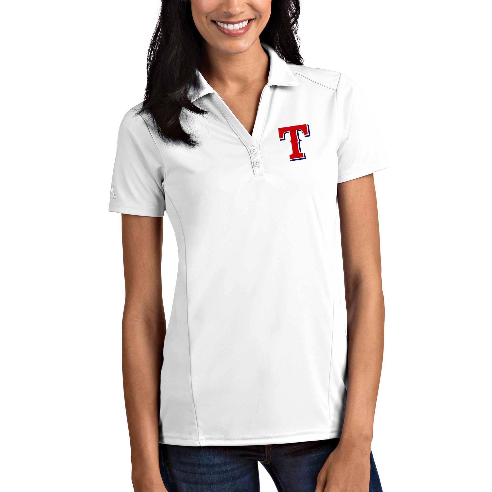 Texas Rangers Antigua Women's Tribute Polo - White
