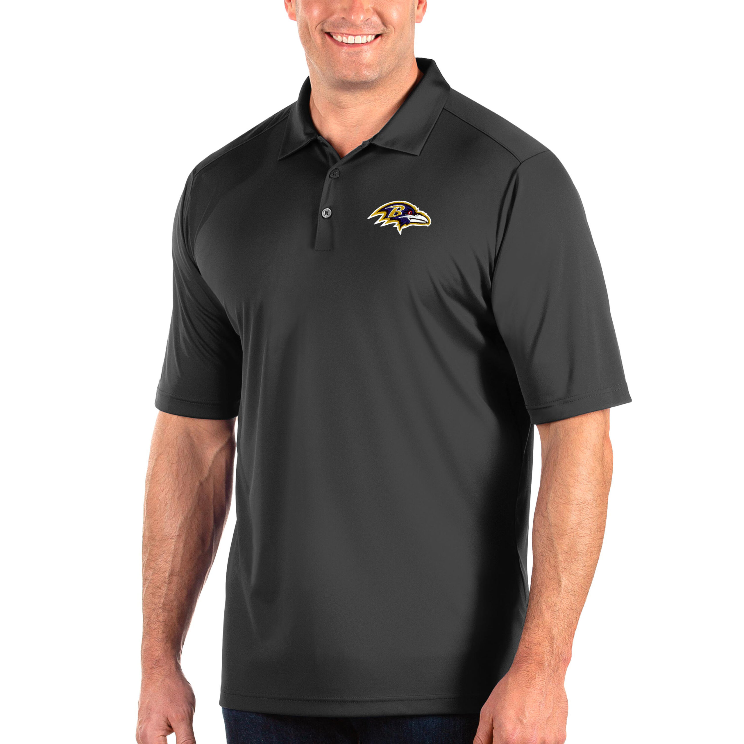 Men's Antigua Charcoal Baltimore Ravens Tribute Big & Tall Polo