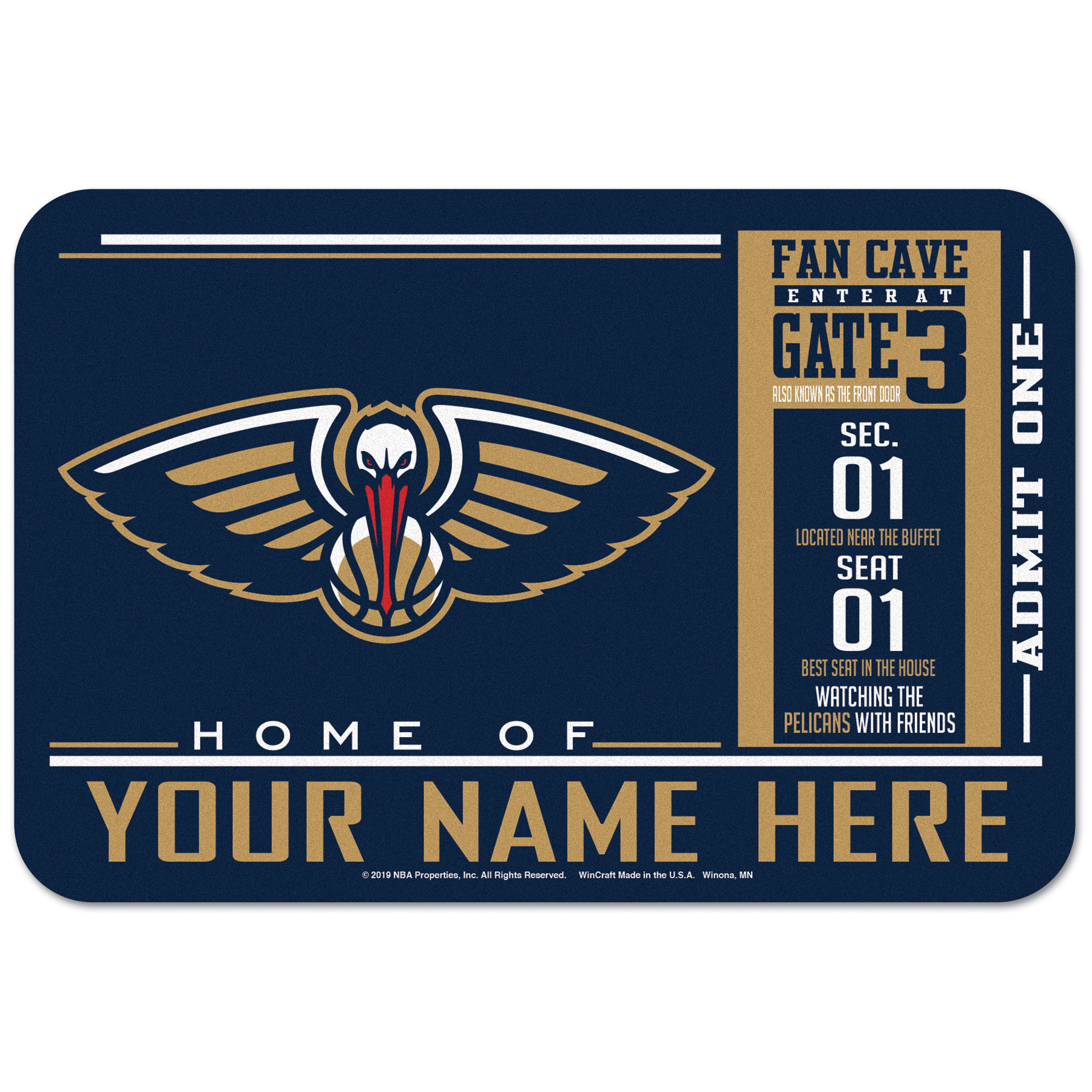 WinCraft New Orleans Pelicans 20'' x 30'' Personalized Floor Mat