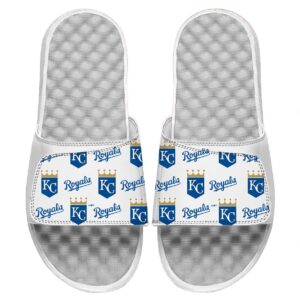 Youth ISlide White Kansas City Royals Loudmouth Logo Slide Sandals