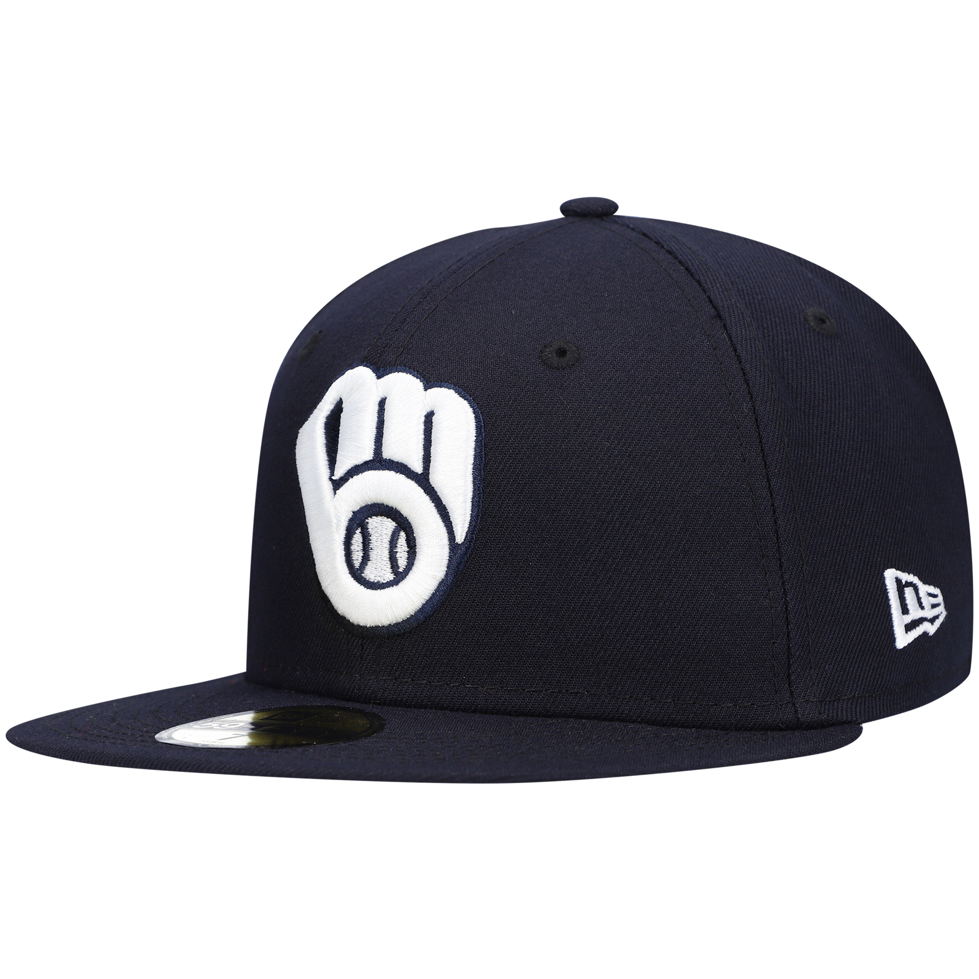 Men's New Era Navy Milwaukee Brewers White Logo 59FIFTY Fitted Hat - Image 7