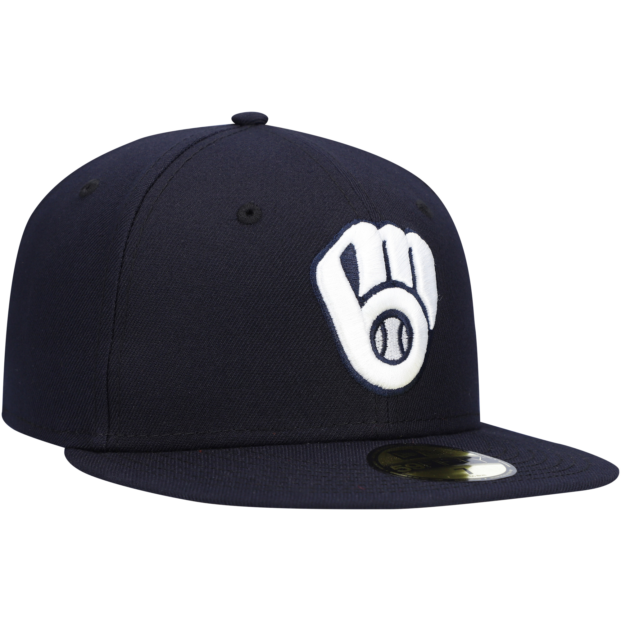 Men's New Era Navy Milwaukee Brewers White Logo 59FIFTY Fitted Hat - Image 9