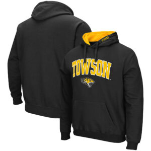 Men's Colosseum Black Towson Tigers Arch and Logo Pullover Hoodie