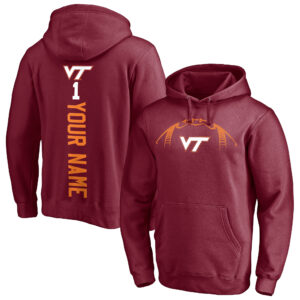 Men's Maroon Virginia Tech Hokies Playmaker Football Personalized Name Pullover Hoodie