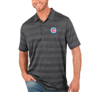 Men's Antigua Charcoal Chicago Fire Logo Compass Polo