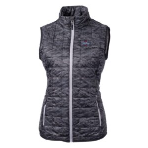 Women's Cutter & Buck Black Tulsa Golden Hurricane Eco Full-Zip Puffer Vest