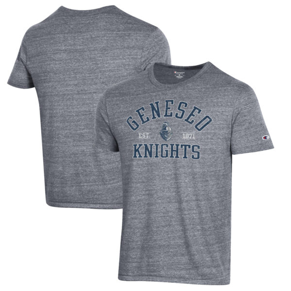 Men's Champion Heathered Gray SUNY Geneseo Knights Ultimate Tri-Blend T-Shirt