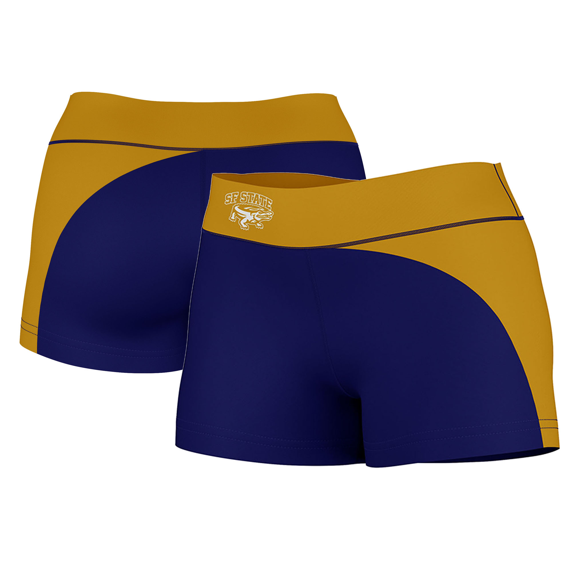Women's Purple/Gold San Francisco State Gators Plus Size Curve Side Shorts