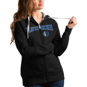 Women's Antigua Black Dallas Mavericks Team Victory Full-Zip Hoodie