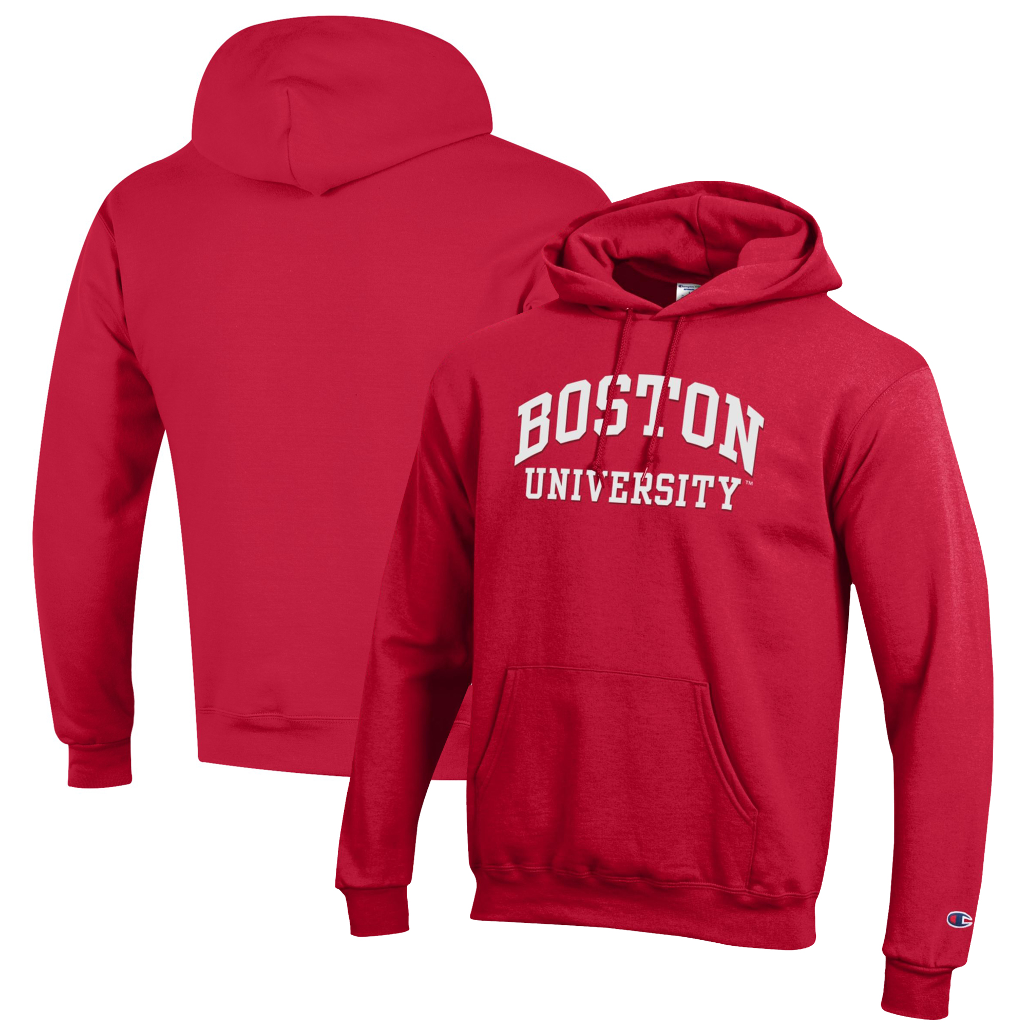 Men's Champion Scarlet Boston University Eco Powerblend Pullover Hoodie - Image 5