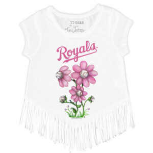 Girls Youth Tiny Turnip White Kansas City Royals Blooming Baseballs Fringe T-Shirt