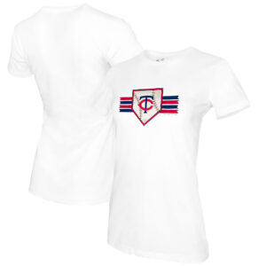 Women's Tiny Turnip White Minnesota Twins Base Stripe T-Shirt