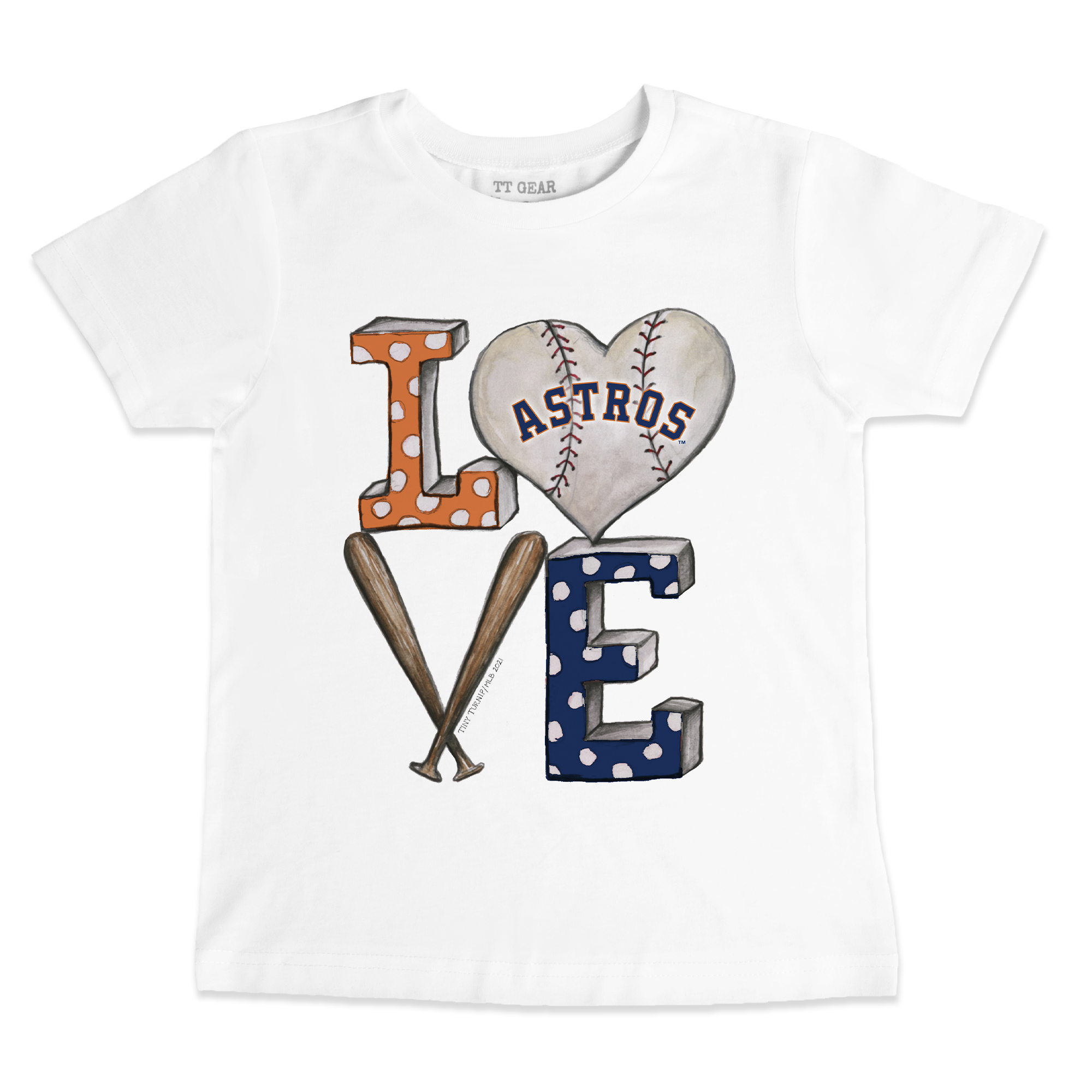 Infant Tiny Turnip White Houston Astros Baseball Love T-Shirt