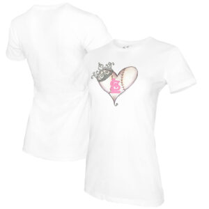 Women's Tiny Turnip White St. Louis Cardinals Baseball Tiara Heart T-Shirt