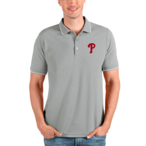 Men's Antigua Heathered Gray Philadelphia Phillies Affluent Polo