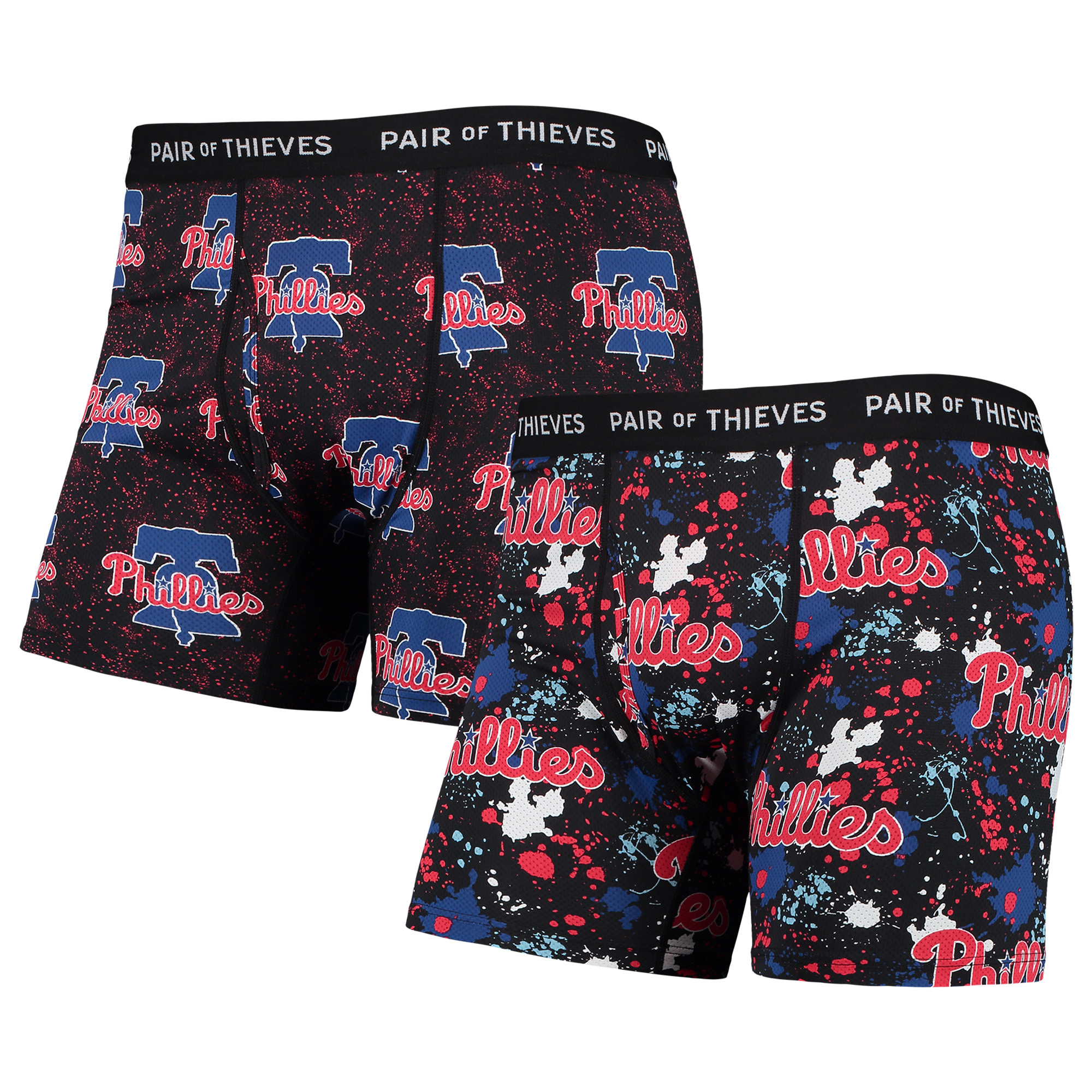 Men's Pair of Thieves Black Philadelphia Phillies Super Fit 2-Pack Boxer Briefs Set - Image 2