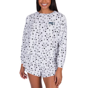 Women's Concepts Sport White Seattle Seahawks Epiphany Long Sleeve Top & Shorts Set