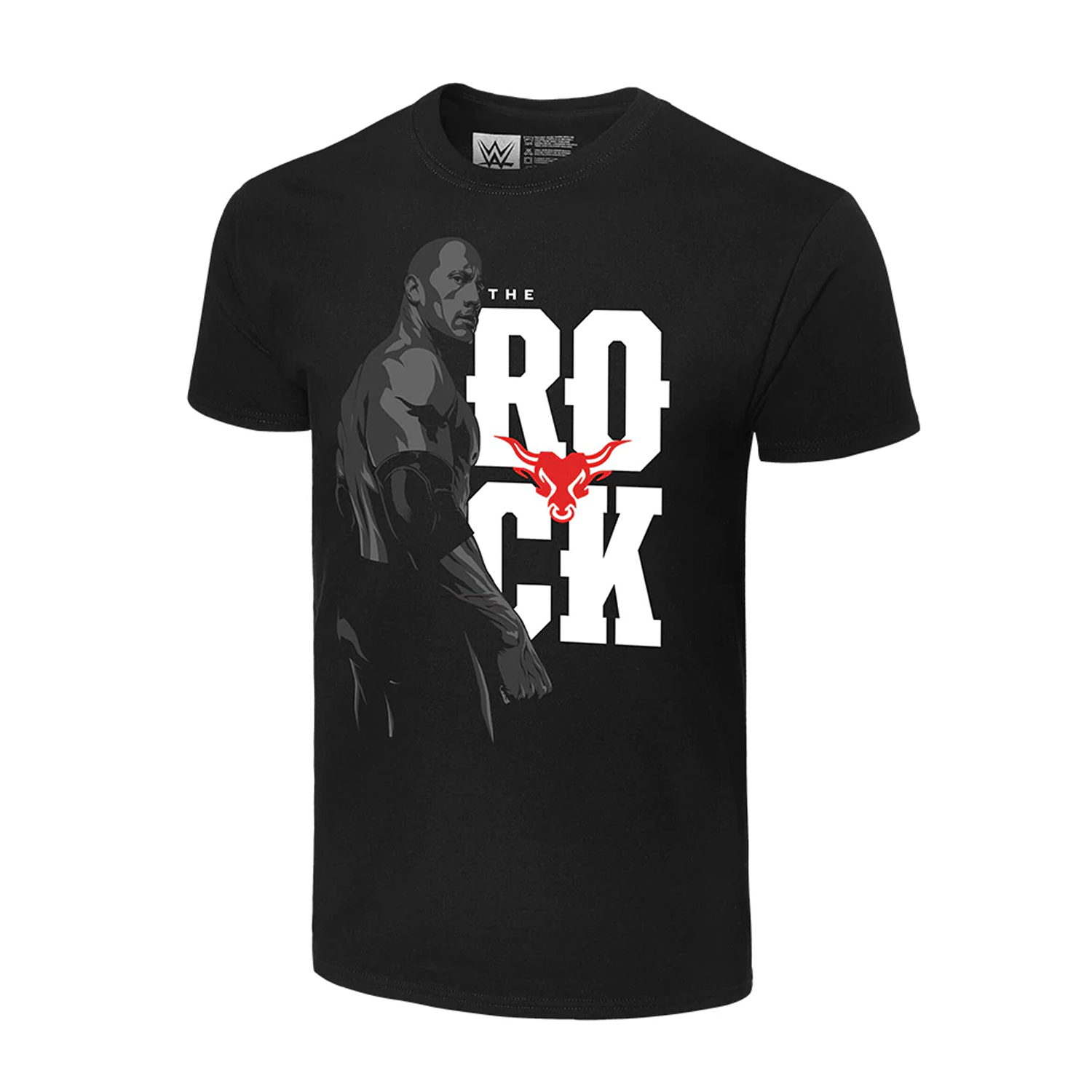 Men's Black The Rock Illustrated Logo T-Shirt
