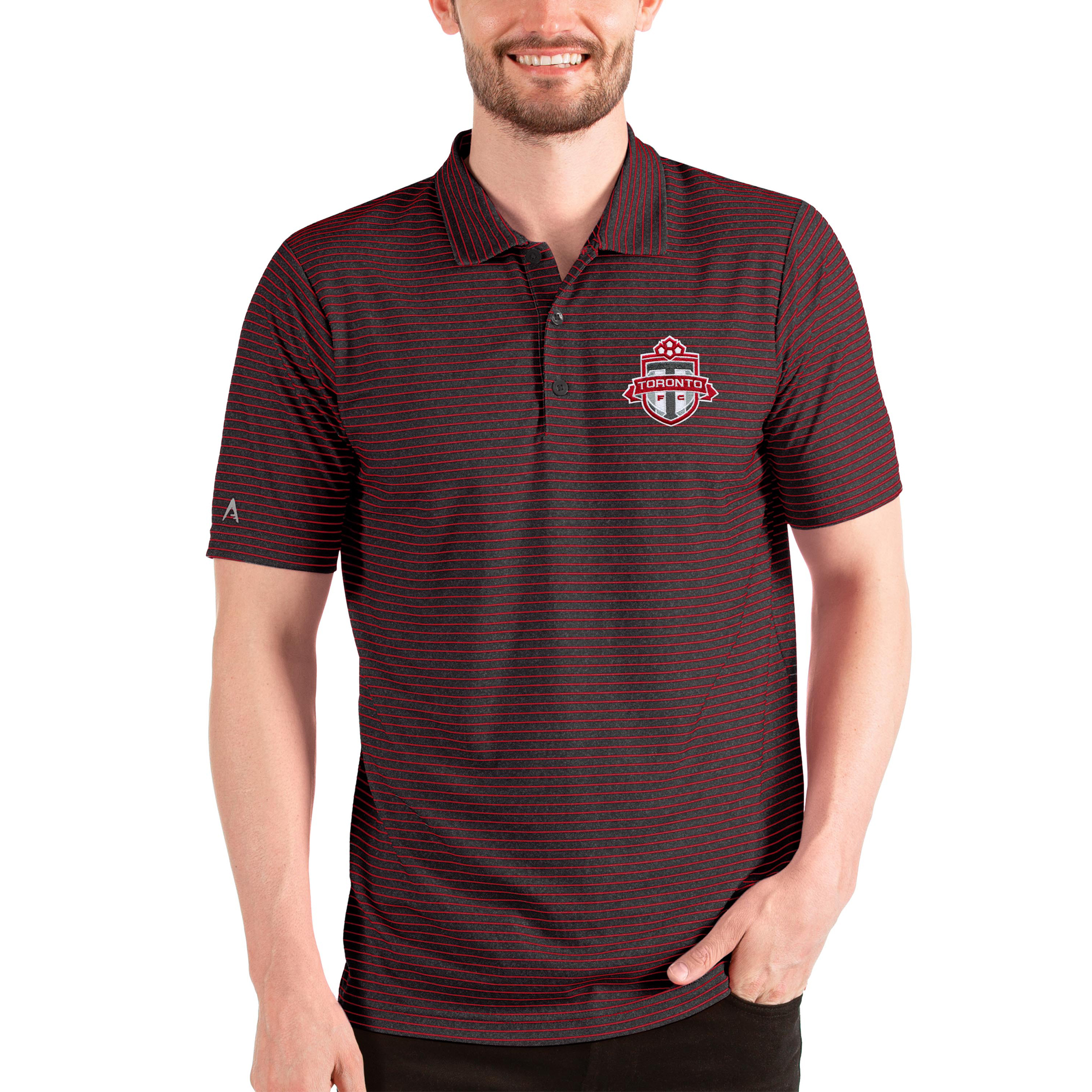 Men's Antigua Heathered Black/Red Toronto FC Esteem Polo