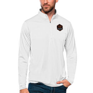 Men's Antigua White Houston Dynamo FC Tribute Quarter-Zip Pullover Top